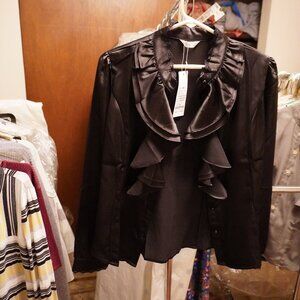 Beautiful black silk ruffle blouse
